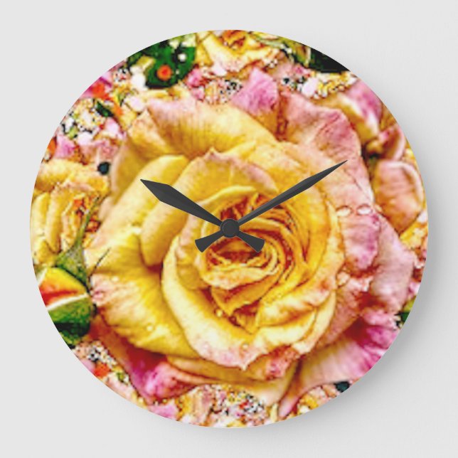 Groovy Golden Rose Opulence: Stor Klocka (Framsida)