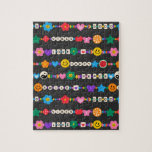 Groovy Good Vibes Kärlek Smile Retro Pärlor Pussel<br><div class="desc">Groovy Good Vibes Kärlek Smile Retro Pärlor Jigszawa Puzzles har en mängd olika vänskap pärlor med text som kärlek, fred, lycklig, leende, bra vibes och accentuerade med blommor, fjärilar, hjärta, stjärnor, yin och yang ljusa färger. Perfekt ger till jul, födelsedag, bästa vänner, systrar med mera. Designad av ©Evco Studio www.zazzle.com/store/evcostudio...</div>