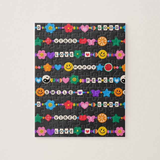 Groovy Good Vibes Kärlek Smile Retro Pärlor Pussel (Vertikal)
