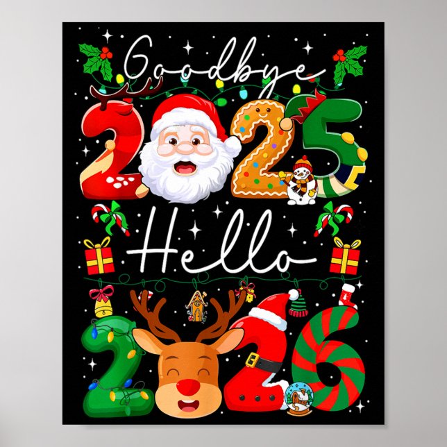 Groovy Goodbye 2025 Hello 2026 Happy New Years Eve Poster (Framsidan)