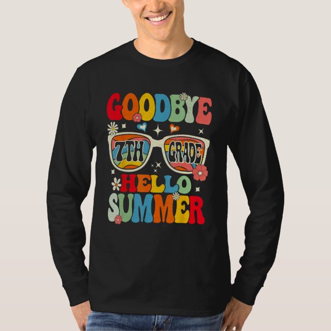 Groovy Goodbye 7th Grade Graduation Hello Summer K T Shirt (Framsida)