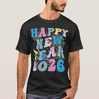Groovy Gott Nytt År 2026 Familj Matchande Firande T Shirt