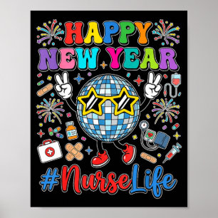 Groovy Gott Nytt År 2026 Sjuksköterska Liv Disco B Poster