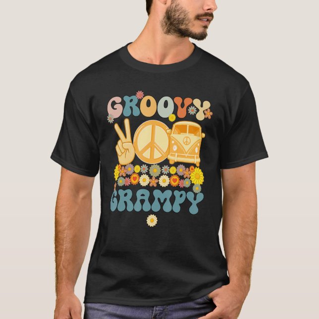 Groovy Grampy Retro Matching Family Baby Shower Fa T Shirt (Framsida)