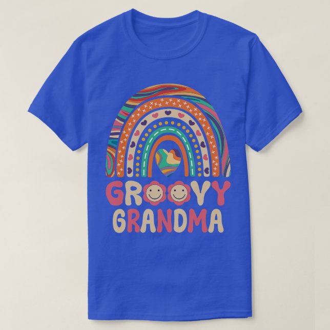 Groovy Grandma 60s Outfit 70s Theme Costume Rainbo T Shirt (Design framsida)