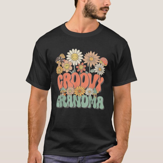 Groovy Grandma Blommigt Hippie Retro Daisy Flower  T Shirt (Framsida)