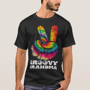 Groovy Grandma Hand Fredstecken Hippie Tie Dye T Shirt