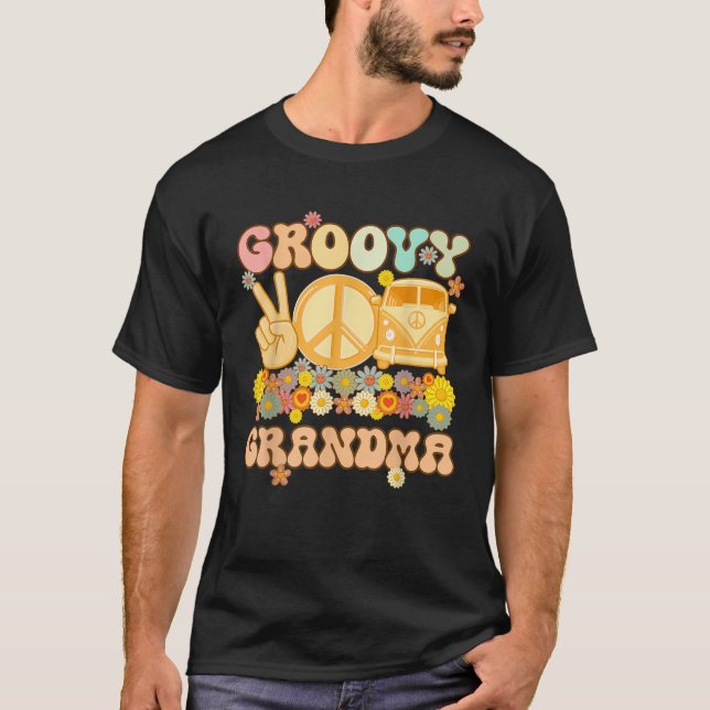 Groovy Grandma Retro Matching Family Baby Shower M T Shirt (Framsida)