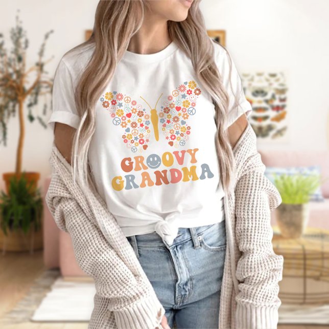 Groovy Grandma T-Shirt,Groovy Butterfly T-Shirt (Skapare uppladdad)
