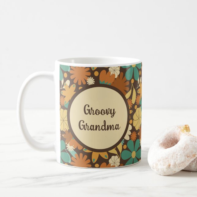 Groovy Grandma Vintage 60 Flower Power, Brown Kaffemugg (Med munk)