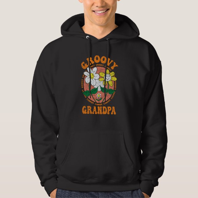Groovy Grandpa 70s Aesthetic Nostalgia 1970's Retr Hoodie (Framsida)