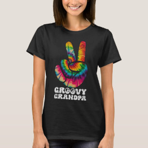 Groovy Grandpa Hand Fredstecken Hippie Tie Dye T Shirt