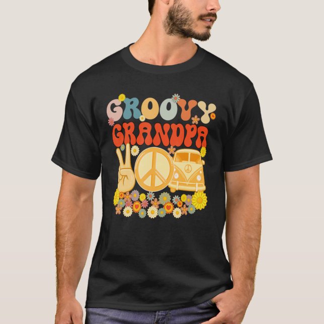 Groovy Grandpa Retro Matching Family Baby Shower F T Shirt (Framsida)