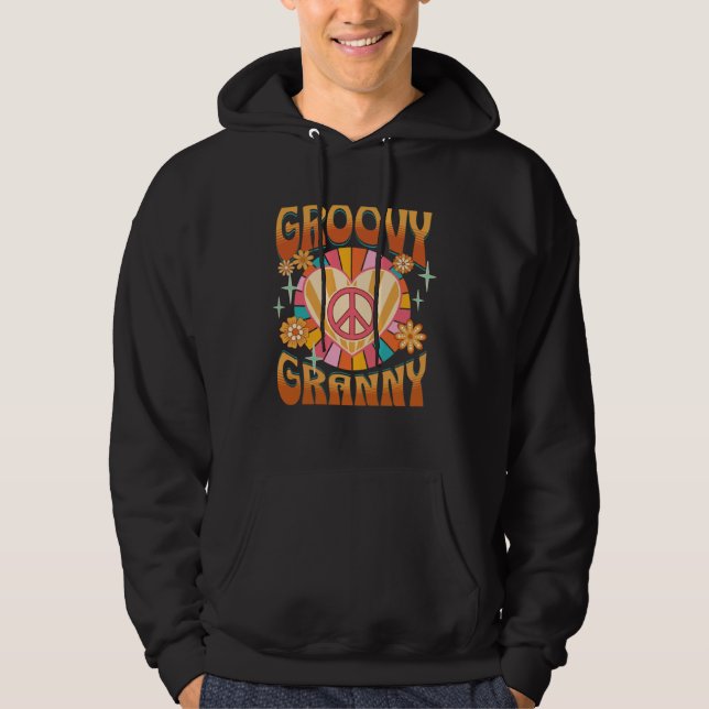 Groovy Granny  Retro 60s 70s Hippie Grandma Grandm Hoodie (Framsida)