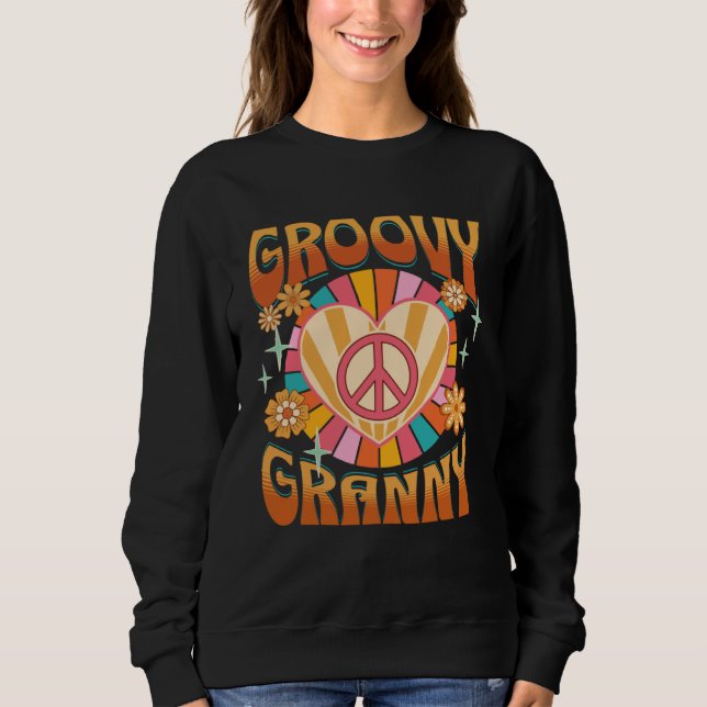 Groovy Granny  Retro 60s 70s Hippie Grandma Grandm T Shirt (Framsida)