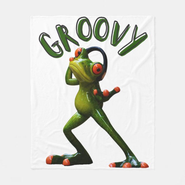 Groovy Grön Groda Fleecefilt (Framsidan)