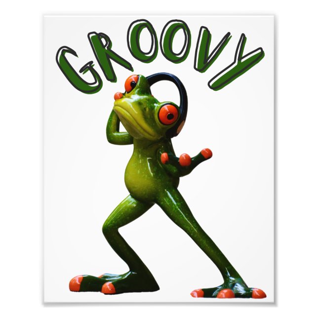 Groovy Grön Groda Fototryck (Framsidan)