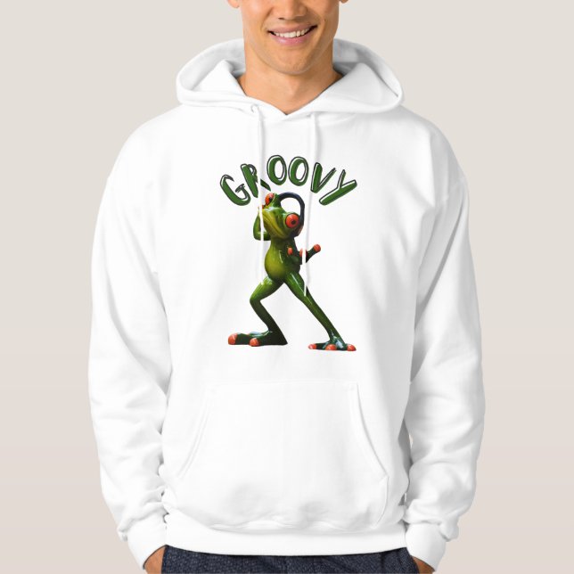 Groovy Grön Groda Hoodie (Framsida)