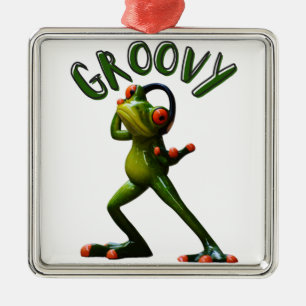 Groovy Grön Groda Julgransprydnad Metall