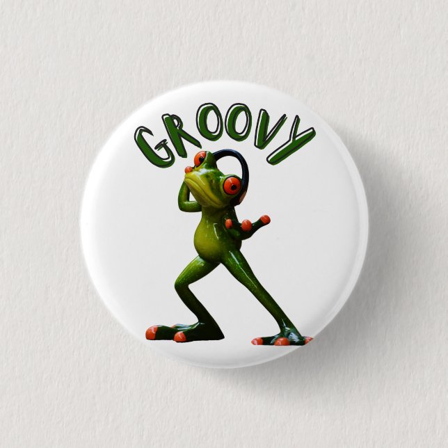 Groovy Grön Groda Knapp (Framsida)