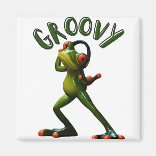 Groovy Grön Groda Magnet