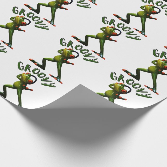 Groovy Grön Groda Presentpapper (Hörn)