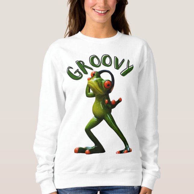 Groovy Grön Groda T Shirt (Framsida)