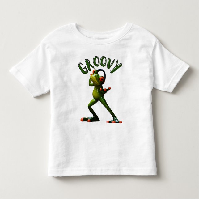 Groovy Grön Groda T Shirt (Framsida)