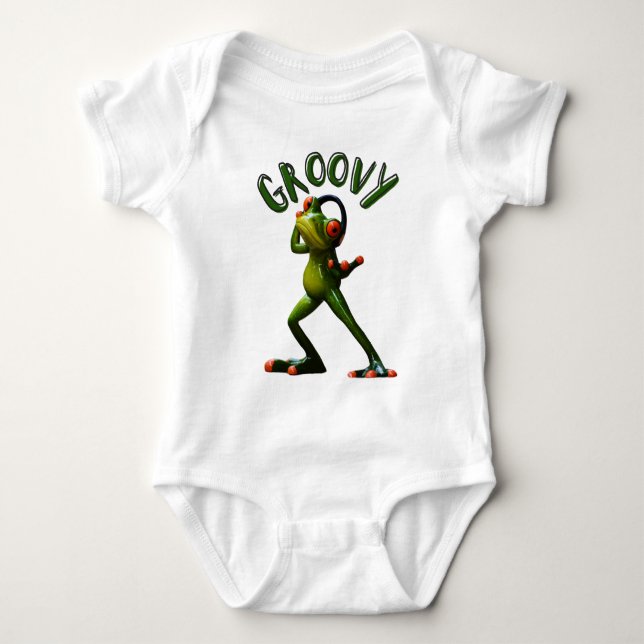 Groovy Grön Groda T Shirt (Framsida)