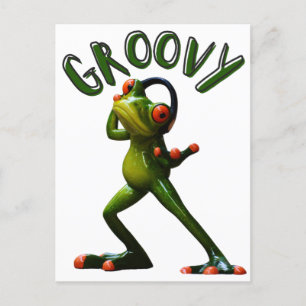 Groovy Grön Groda Vykort
