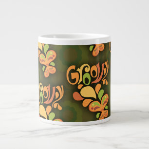Groovy Grönt 60 Butterflies Retro Mönster Jumbo Mugg