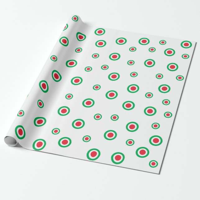 Groovy Grönt Dot Wrapping Papper Presentpapper (Utrullad)
