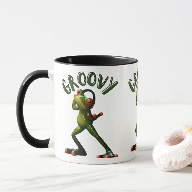 Groovy Grönt Frog Mugg (Med munk)