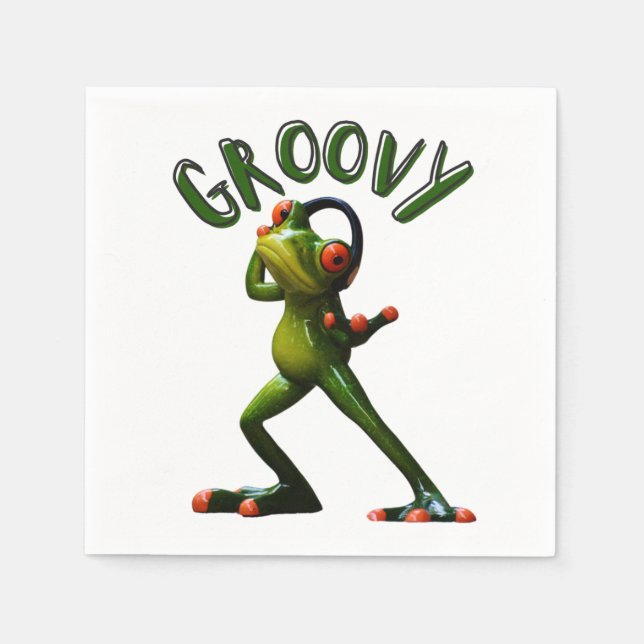 Groovy Grönt Frog Pappersservett (Framsidan)