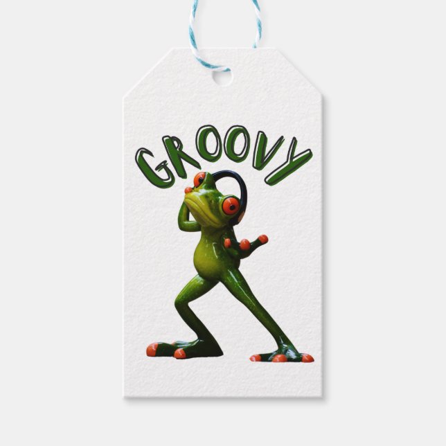 Groovy Grönt Frog Presentetikett (Framsidan)