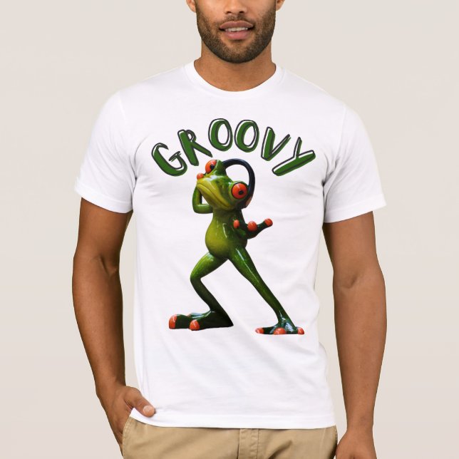 Groovy Grönt Frog T Shirt (Framsida)