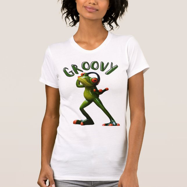 Groovy Grönt Frog T Shirt (Framsida)