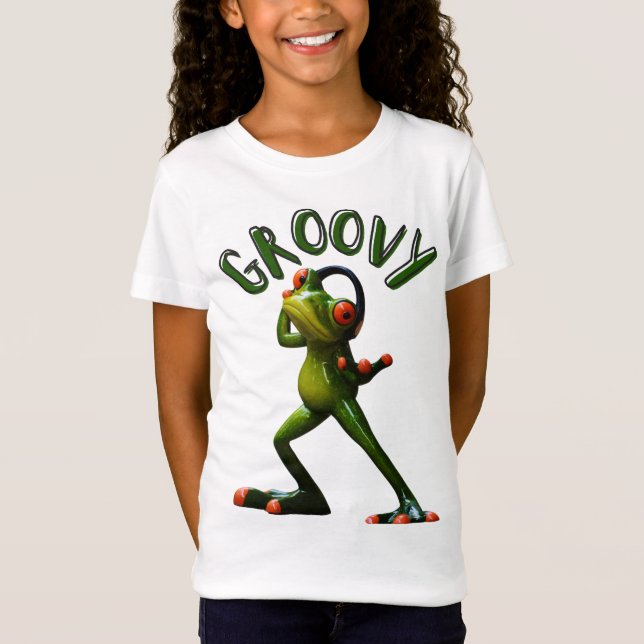 Groovy Grönt Frog T Shirt (Framsida)