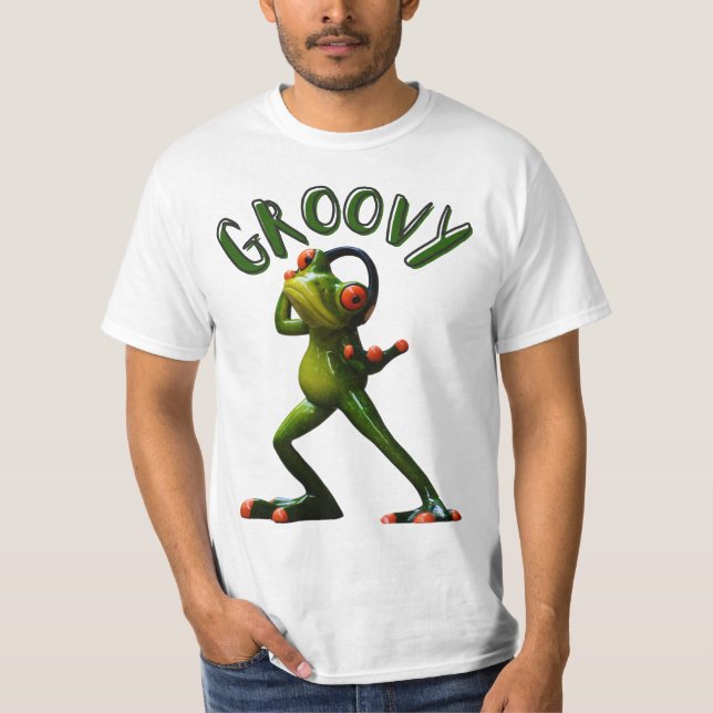 Groovy Grönt Frog T Shirt (Framsida)