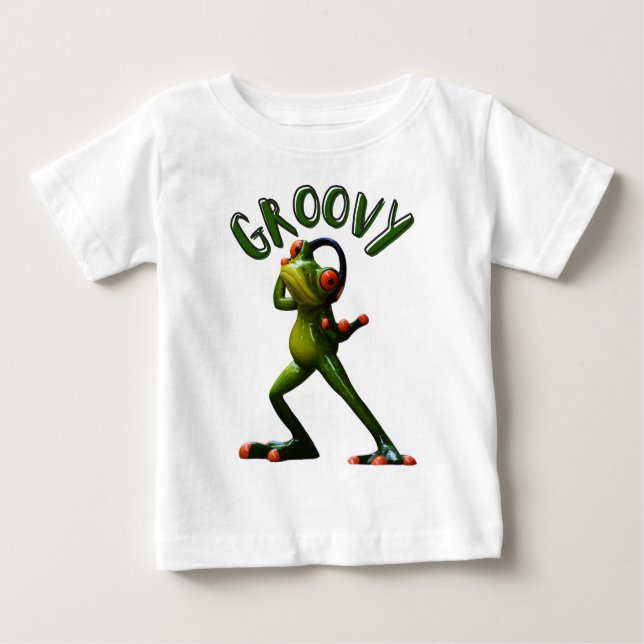 Groovy Grönt Frog T Shirt (Framsida)