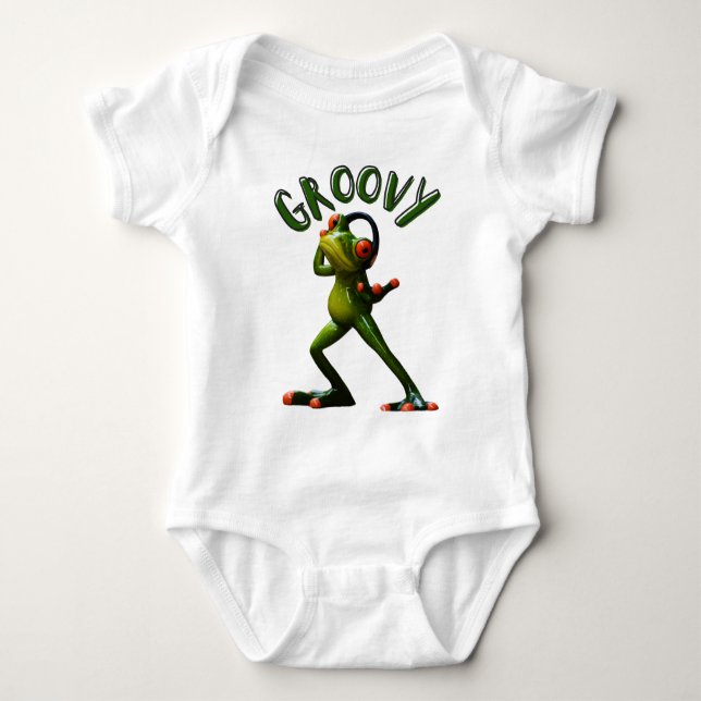 Groovy Grönt Frog T Shirt (Framsida)