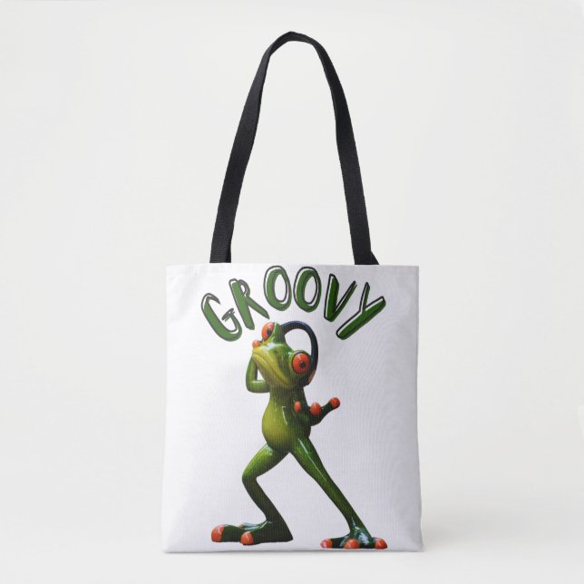 Groovy Grönt Frog Tygkasse (Framsida)