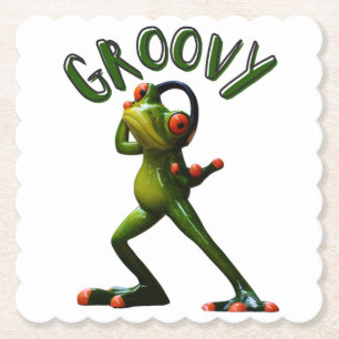 Groovy Grönt Frog Underlägg Papper