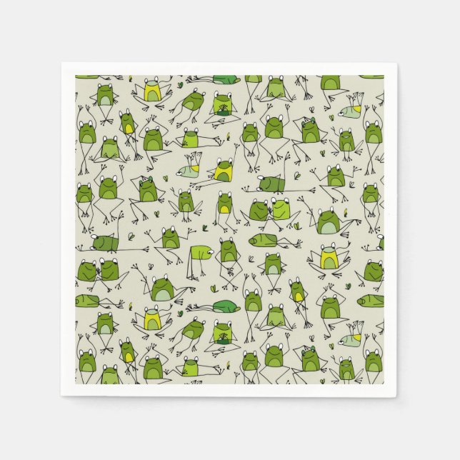 Groovy Grönt Frogs Hoppin Stick Frog Pappersservett (Framsidan)