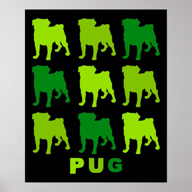 Groovy Grönt Pugs Poster (Framsidan)