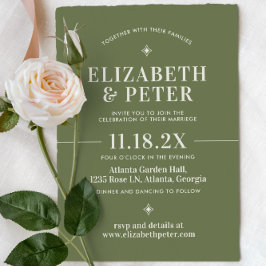 Groovy Grönt Retro 70s Bröllop Inbjudningar