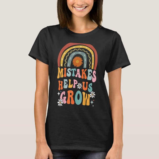 Groovy Growth Mindset Positive Retro Teacher Back T Shirt (Framsida)