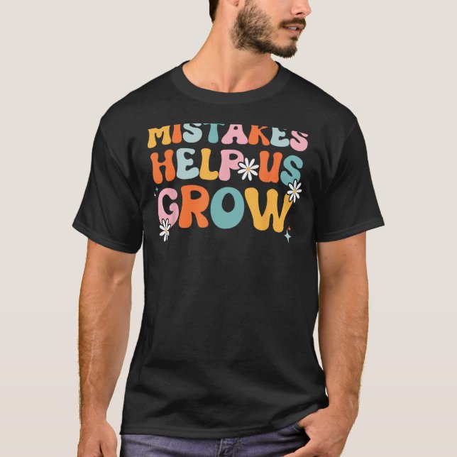 Groovy Growth Positive Retro Teachers Back To Scho T Shirt (Framsida)