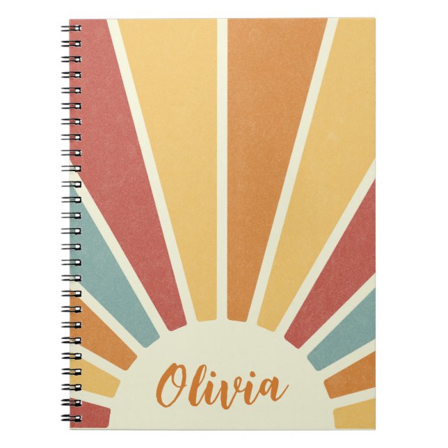 Groovy grunge retro stil sunshine design anteckningsbok (Framsidan)