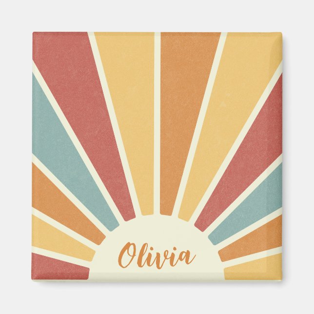 Groovy grunge retro stil sunshine design magnet (Framsidan)
